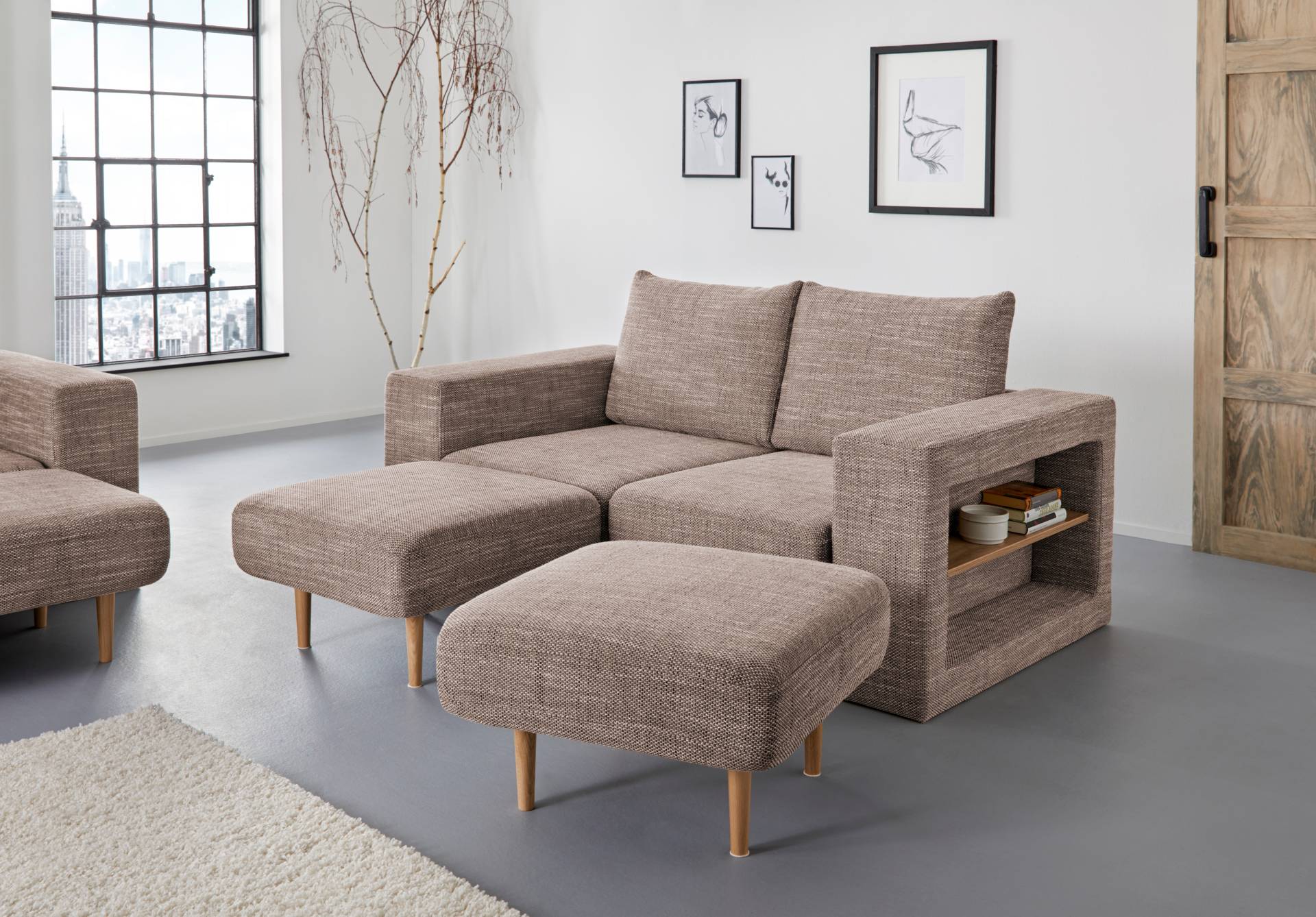 LOOKS by Wolfgang Joop 2,5-Sitzer »Looksvb«, Verwandlungssofa: aus Sofa wird Sofa mit 2 Hockern, mit Regalfunktion von LOOKS BY WOLFGANG JOOP