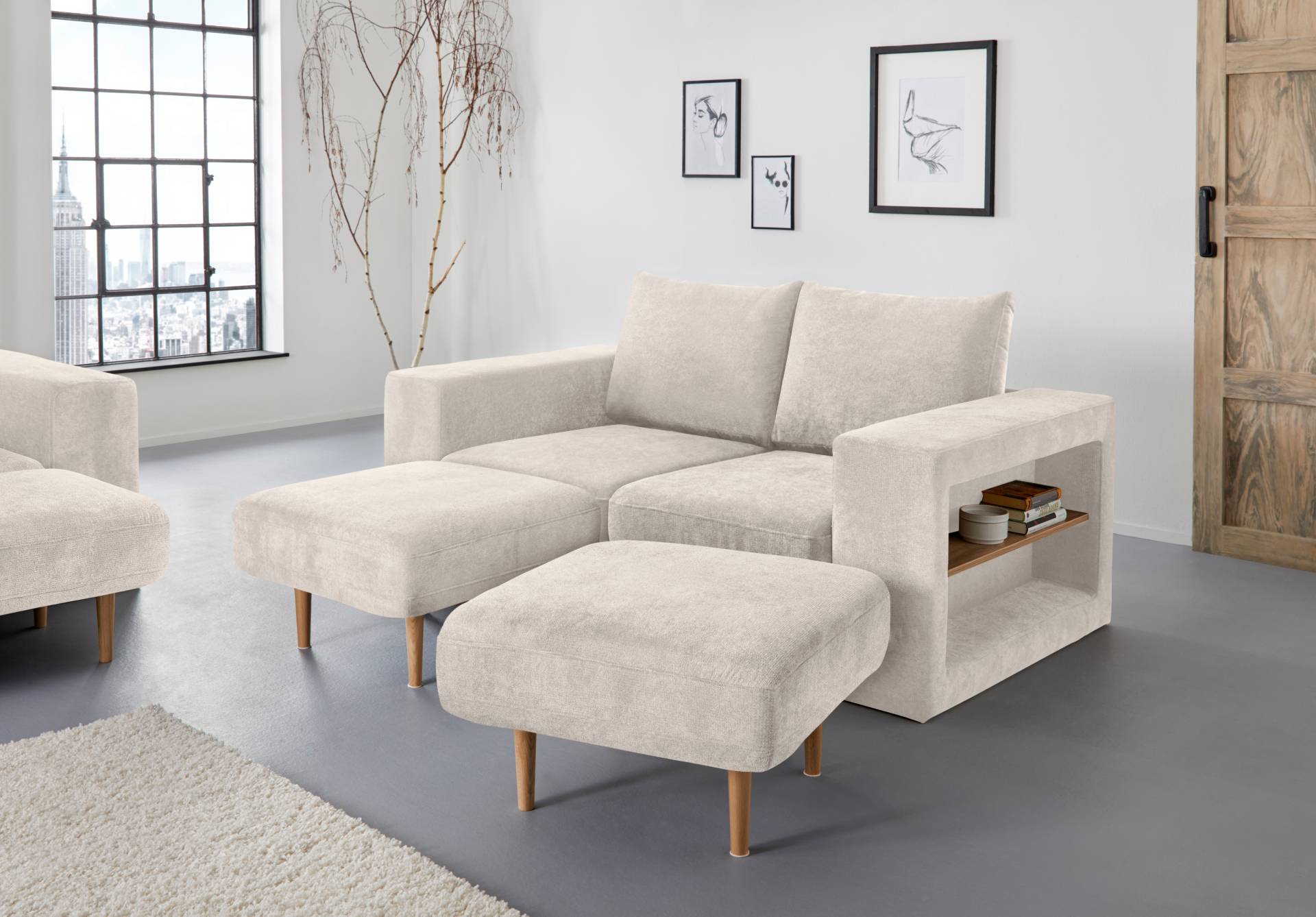 LOOKS by Wolfgang Joop 2,5-Sitzer »Looksvb«, Verwandlungssofa: aus Sofa wird Sofa mit 2 Hockern, mit Regalfunktion von LOOKS BY WOLFGANG JOOP