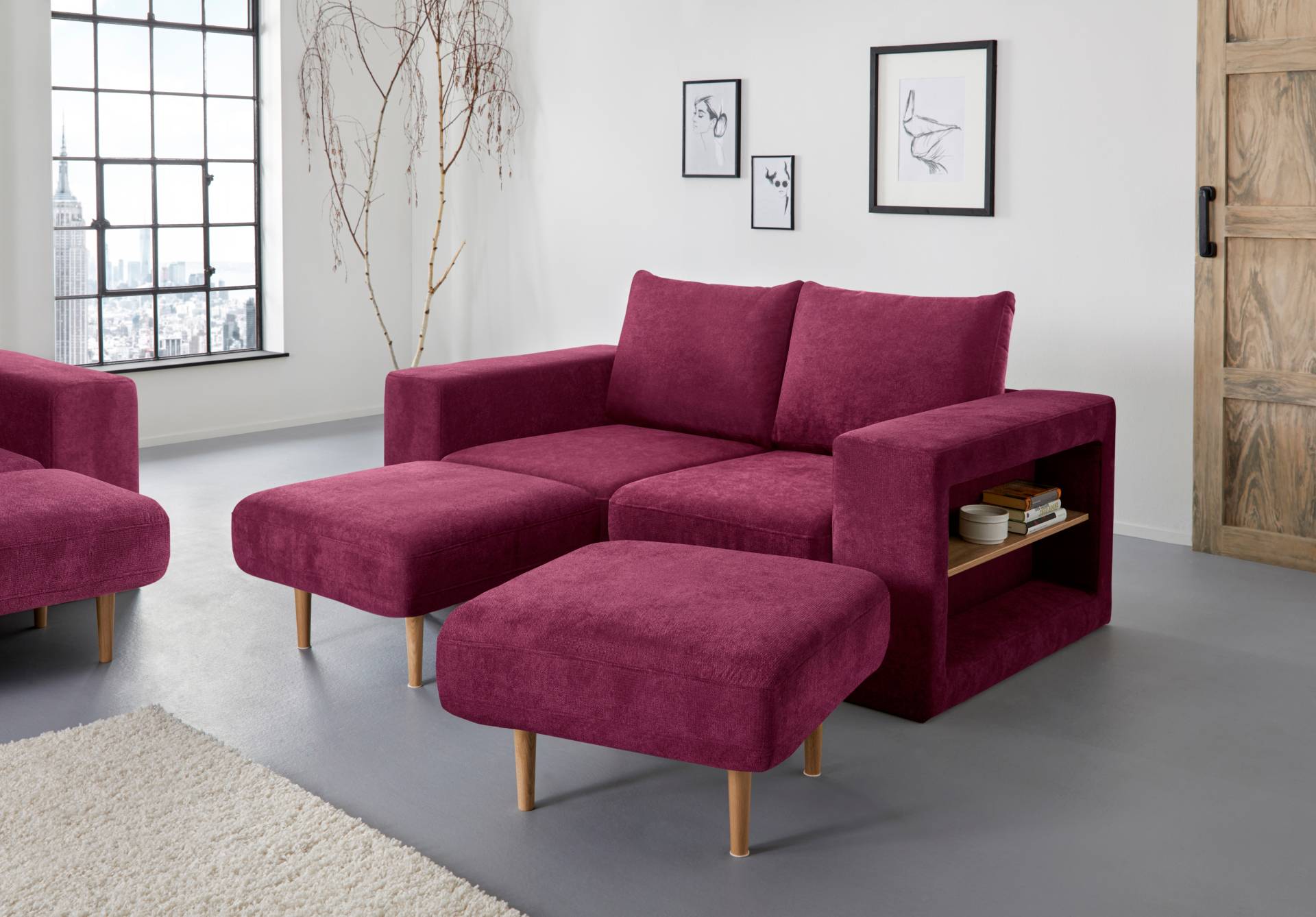 LOOKS by Wolfgang Joop 2,5-Sitzer »Looksvb«, Verwandlungssofa: aus Sofa wird Sofa mit 2 Hockern, mit Regalfunktion von LOOKS BY WOLFGANG JOOP