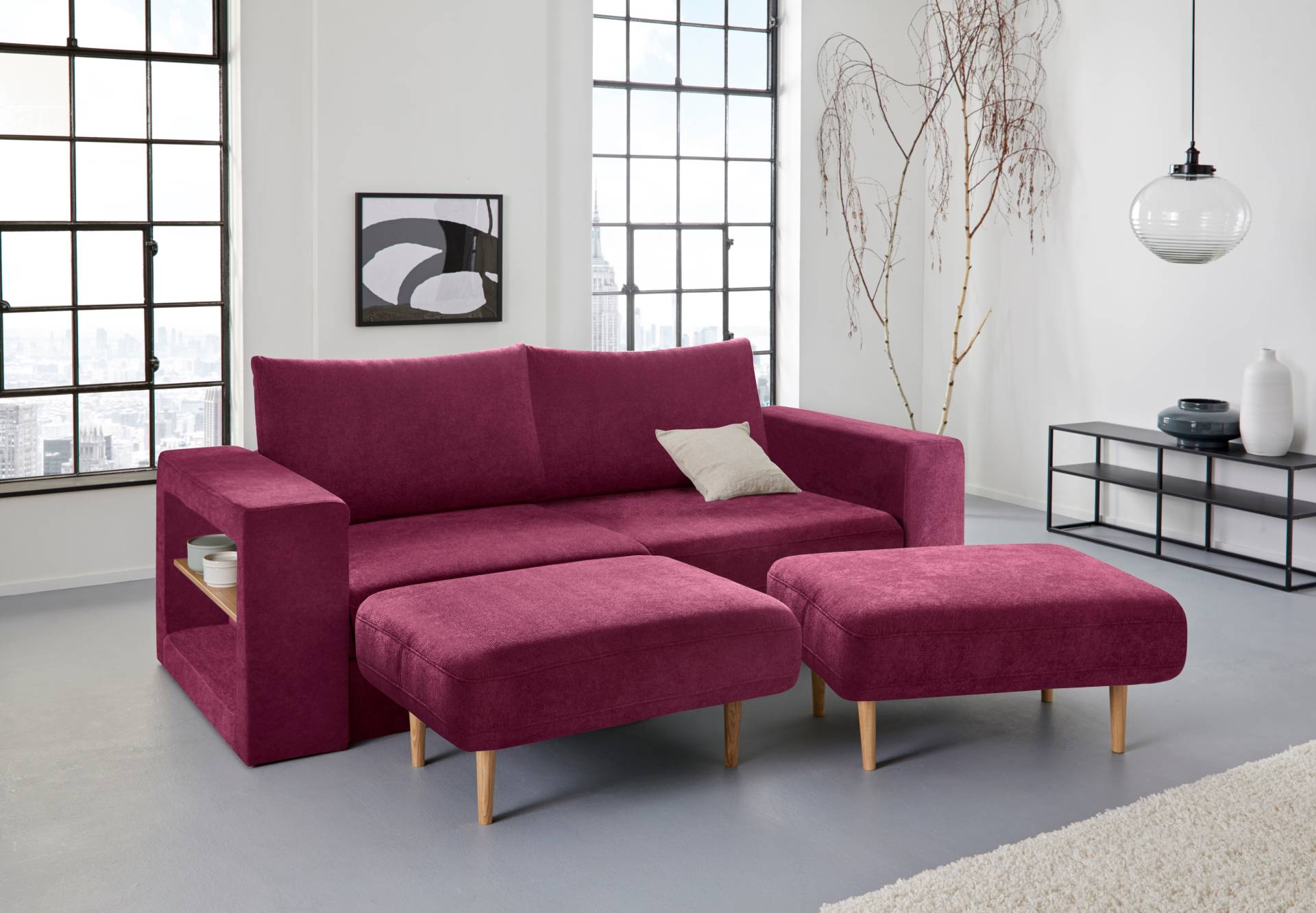 LOOKS by Wolfgang Joop 3,5-Sitzer »Looksvb«, Verwandlungssofa: aus Sofa wird Sofa mit 2 Hockern, mit Regalfunktion von LOOKS BY WOLFGANG JOOP