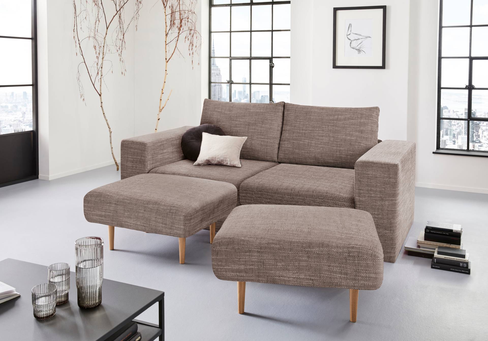 LOOKS by Wolfgang Joop 3-Sitzer »Looksv«, Verwandlungssofa: aus Sofa wird Sofa mit 2 Hockern von LOOKS BY WOLFGANG JOOP