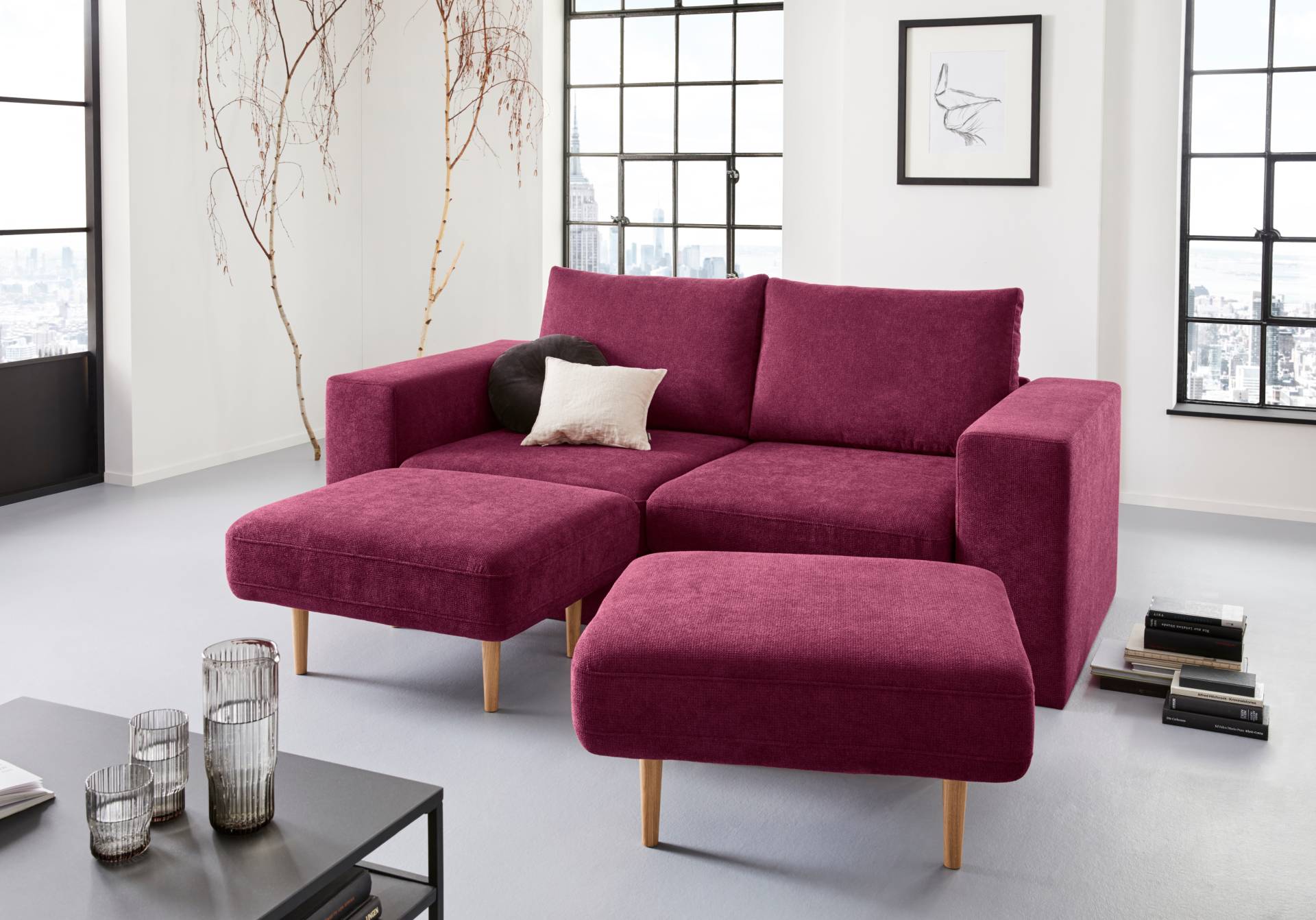 LOOKS by Wolfgang Joop 3-Sitzer »Looksv«, Verwandlungssofa: aus Sofa wird Sofa mit 2 Hockern von LOOKS BY WOLFGANG JOOP