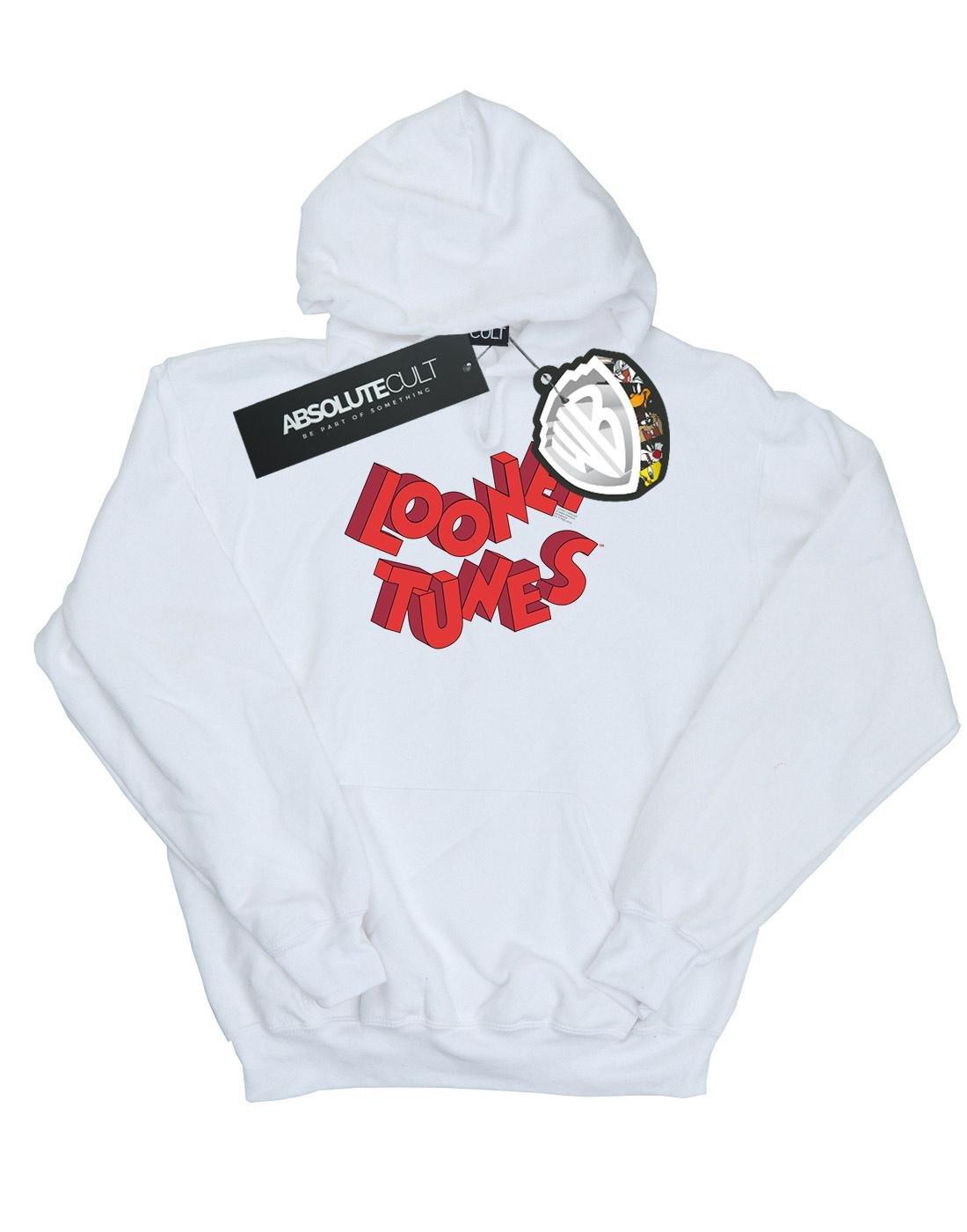 3d Logo Kapuzenpullover Damen Weiss M von LOONEY TUNES