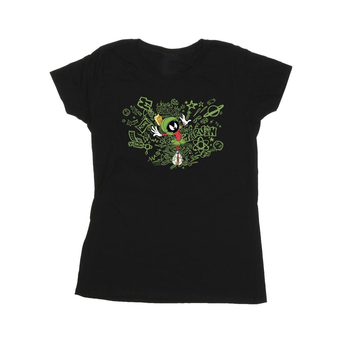 Acme Doodles Marvin Martian Tshirt Damen Schwarz M von LOONEY TUNES