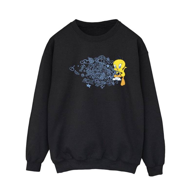 Acme Doodles Tweety Sweatshirt Damen Schwarz L von LOONEY TUNES