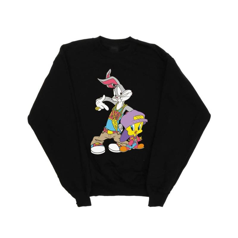 Bugs And Tweety Hip Hop Sweatshirt Damen Schwarz XXL von LOONEY TUNES