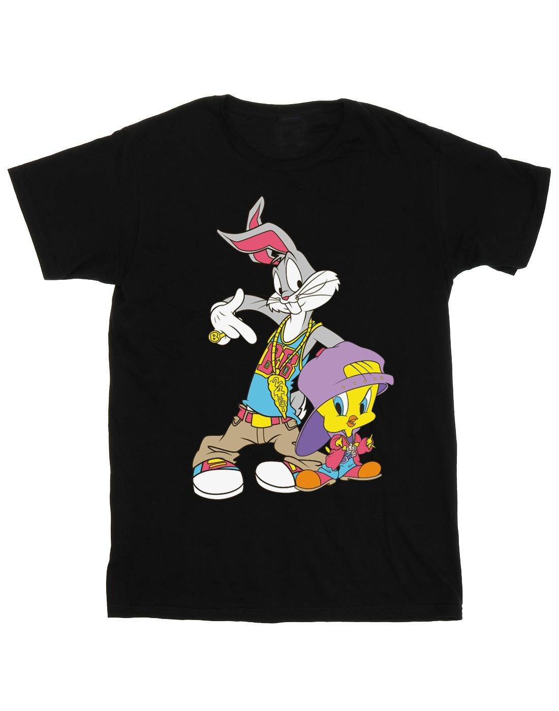 Bugs And Tweety Hip Hop Tshirt Damen Schwarz 5XL von LOONEY TUNES