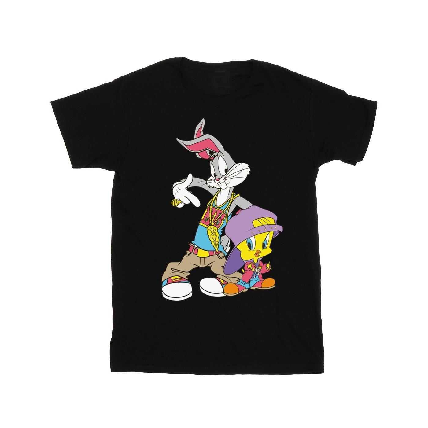 Bugs And Tweety Hip Hop Tshirt Damen Schwarz L von LOONEY TUNES