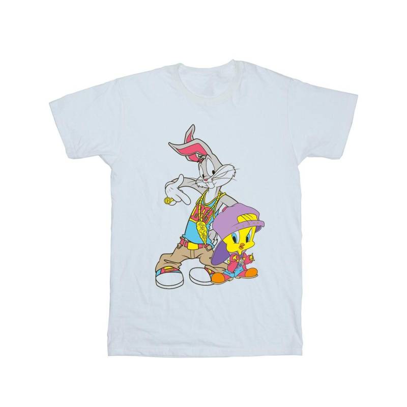 Bugs And Tweety Hip Hop Tshirt Damen Weiss 3XL von LOONEY TUNES