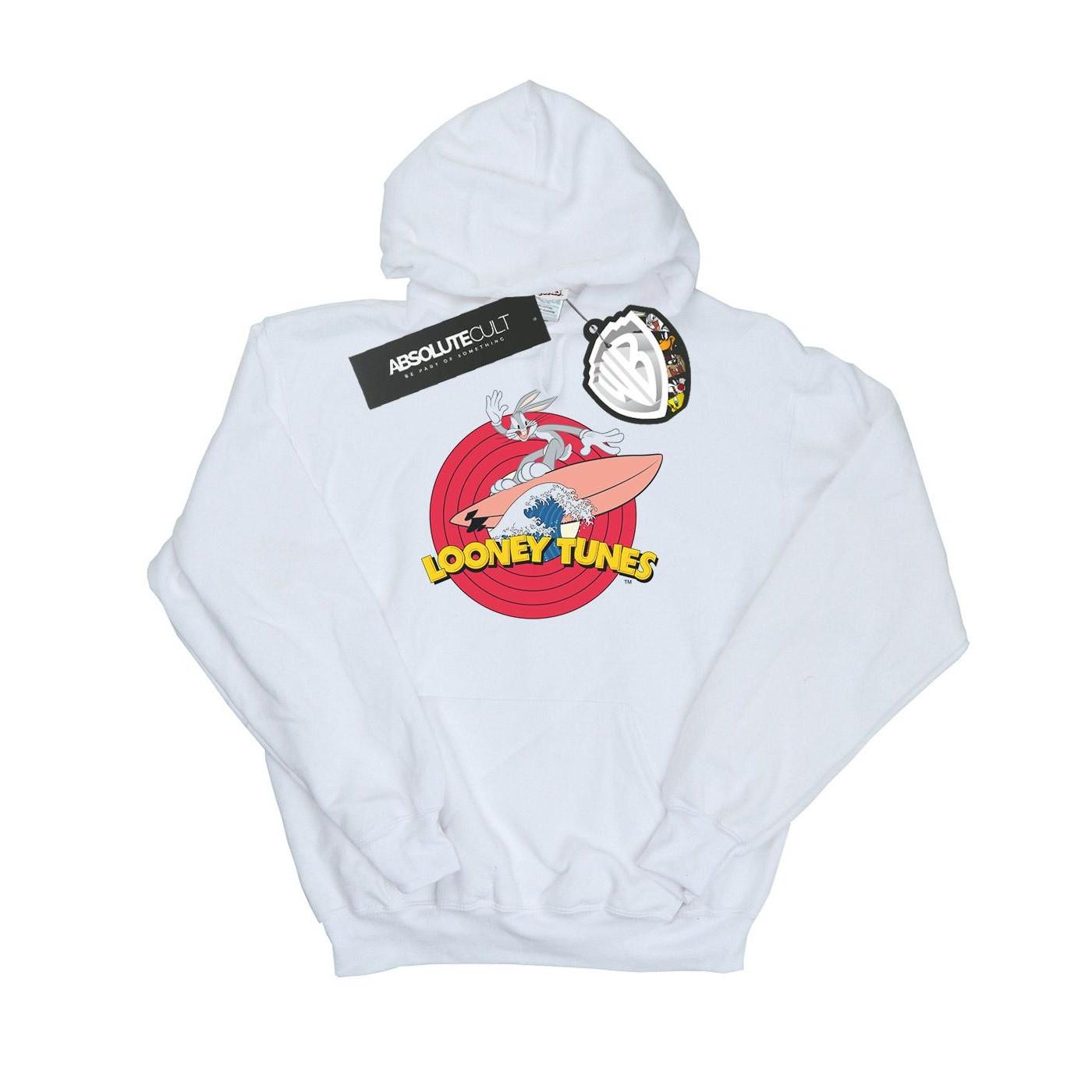 Bugs Bunny Surfing Kapuzenpullover Damen Weiss M von LOONEY TUNES