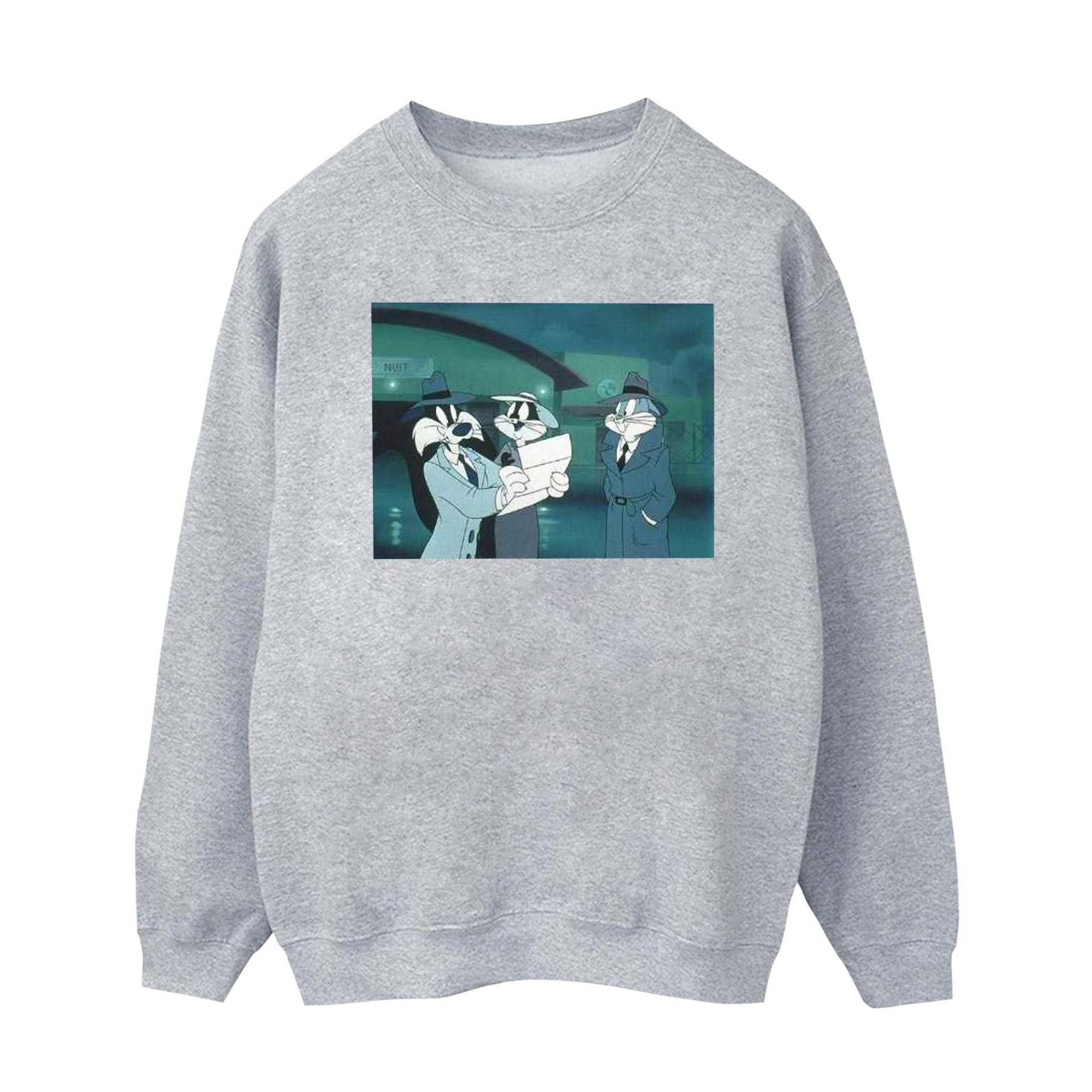 Bugs Bunny Sylvester Letter Sweatshirt Mädchen Grau 116 von LOONEY TUNES