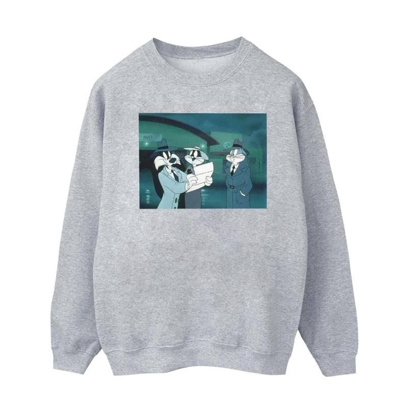 Bugs Bunny Sylvester Letter Sweatshirt Mädchen Grau 128 von LOONEY TUNES