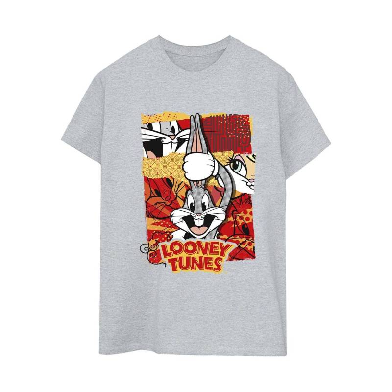 Bugs Rabbit Comic New Year Tshirt Damen Grau M von LOONEY TUNES