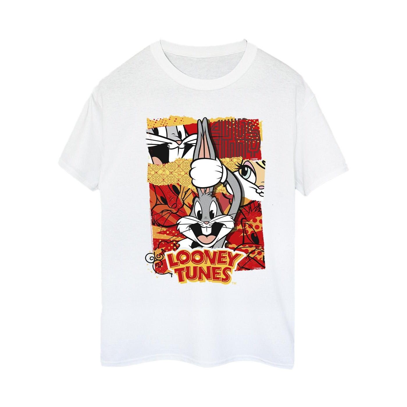 Bugs Rabbit Comic New Year Tshirt Damen Weiss S von LOONEY TUNES