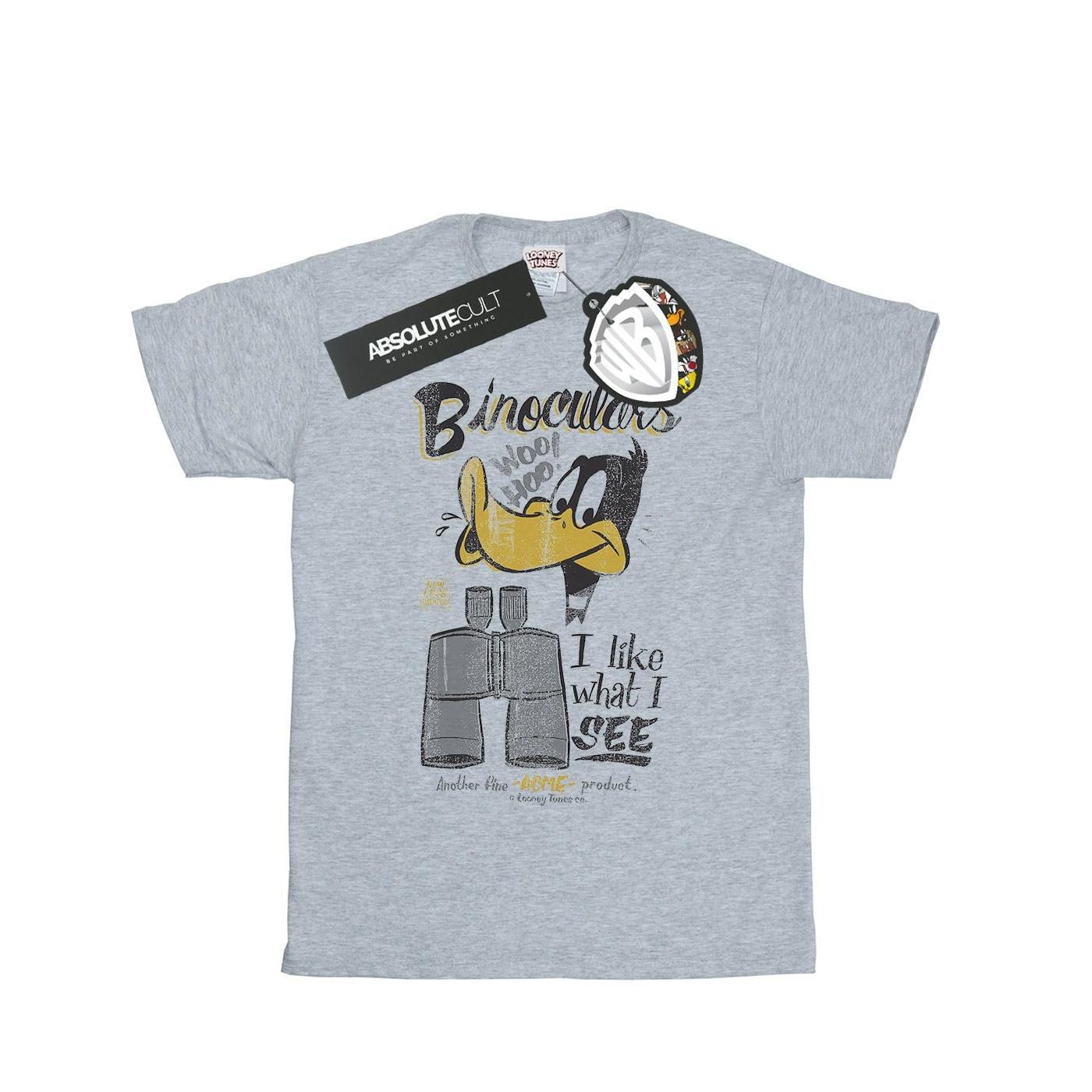 Daffy Duck Binoculars Tshirt Damen Grau L von LOONEY TUNES