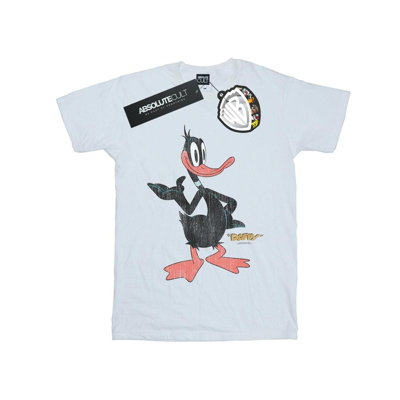 Daffy Duck Distressed Tshirt Damen Weiss 3XL von LOONEY TUNES