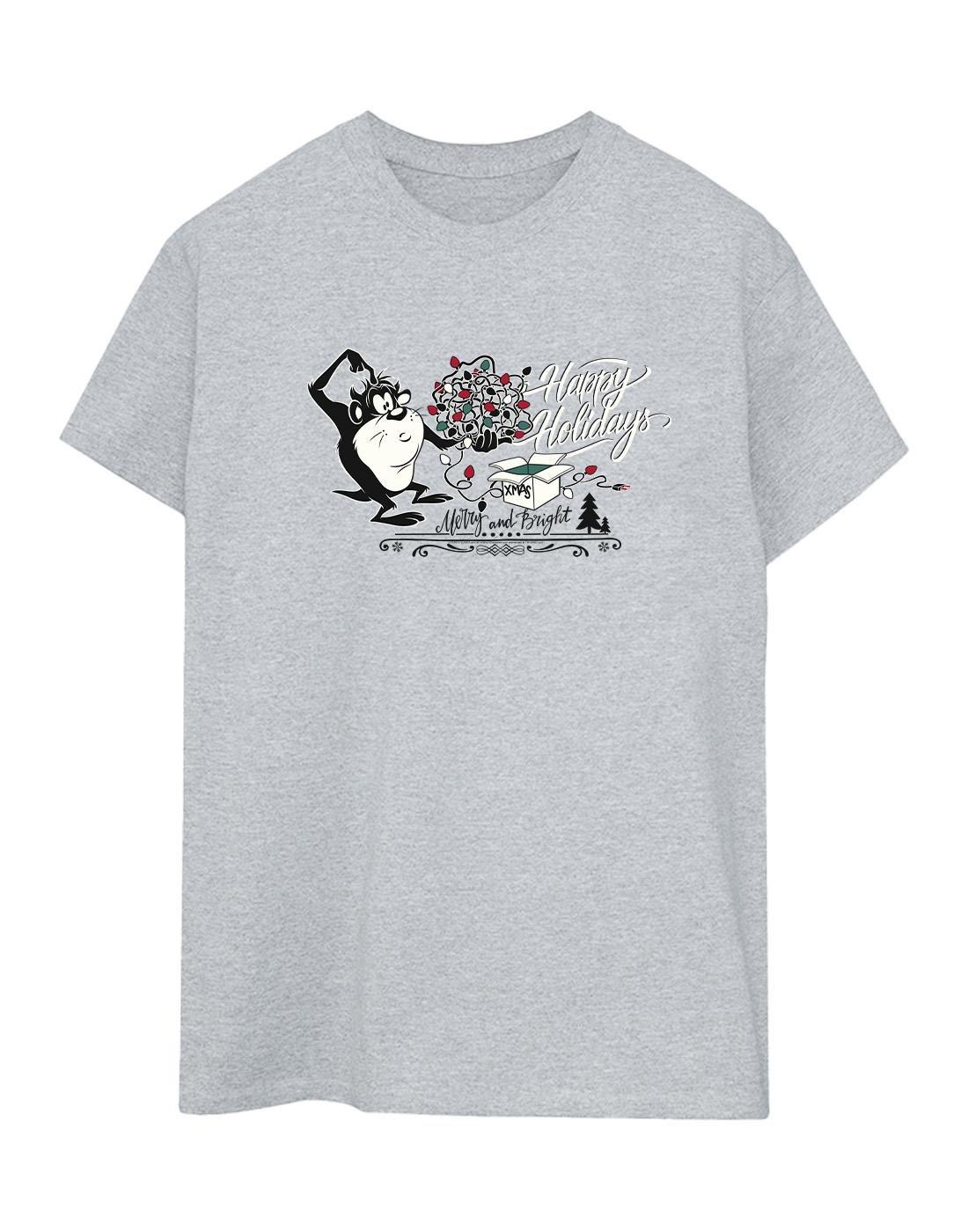 Happy Holidays Tshirt Damen Grau 3XL von LOONEY TUNES