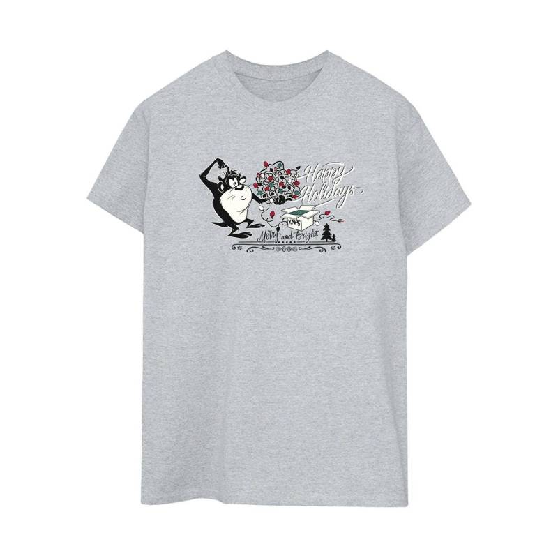 Happy Holidays Tshirt Damen Grau 3XL von LOONEY TUNES