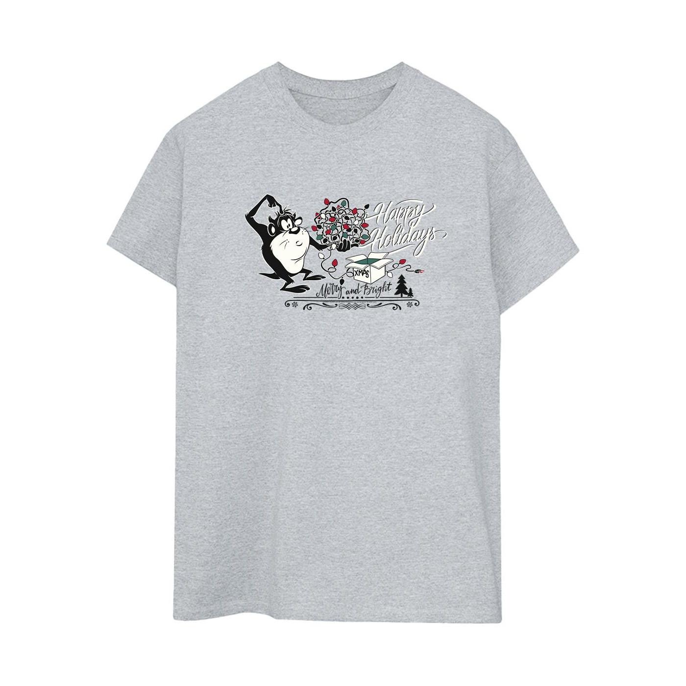 Happy Holidays Tshirt Damen Grau 5XL von LOONEY TUNES