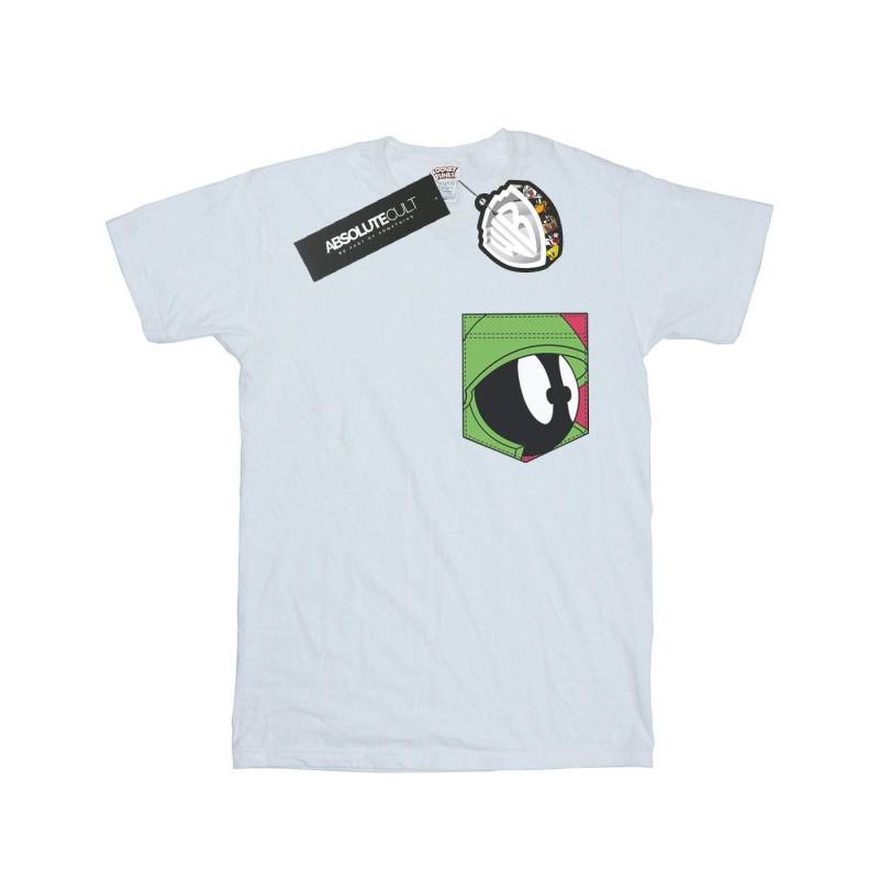 Marvin The Martian Face Faux Pocket Tshirt Damen Weiss 3XL von LOONEY TUNES