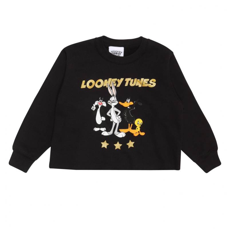 LOONEY TUNES - Group Stars Kurzes Sweatshirt, 128, Schwarz von LOONEY TUNES