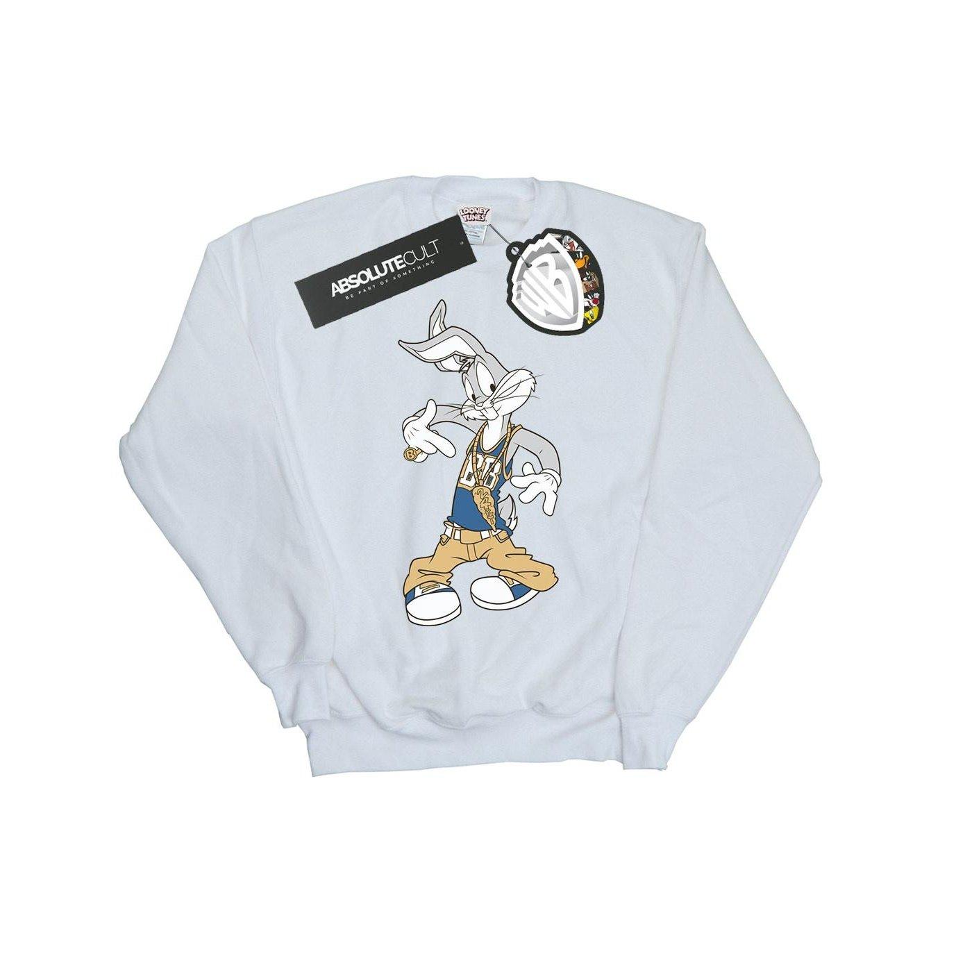 Rapper Sweatshirt Damen Weiss XL von LOONEY TUNES