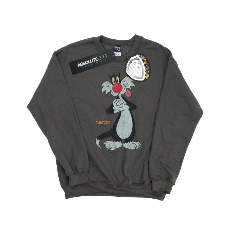 Sylvester Distressed Sweatshirt Jungen Charcoal Black 128 von LOONEY TUNES