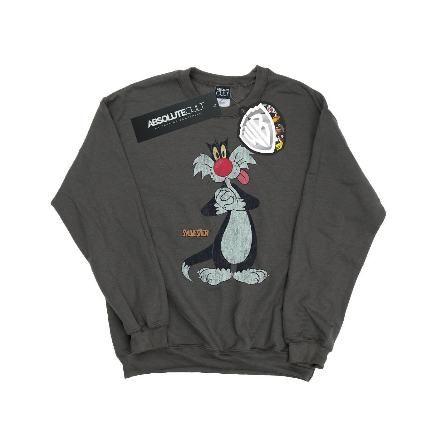 Sylvester Distressed Sweatshirt Jungen Charcoal Black 152-158 von LOONEY TUNES