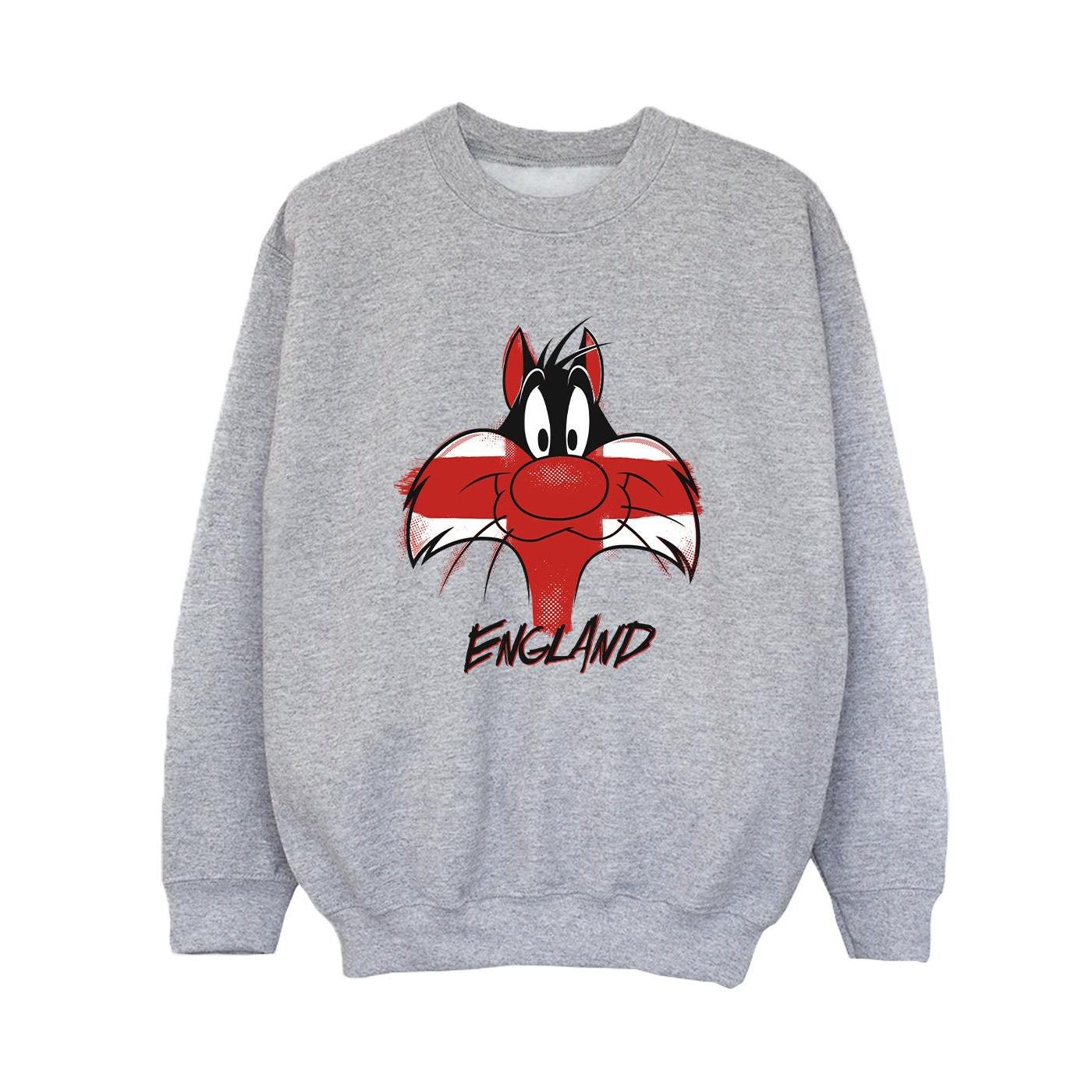 Sylvester England Face Sweatshirt Jungen Grau 128 von LOONEY TUNES