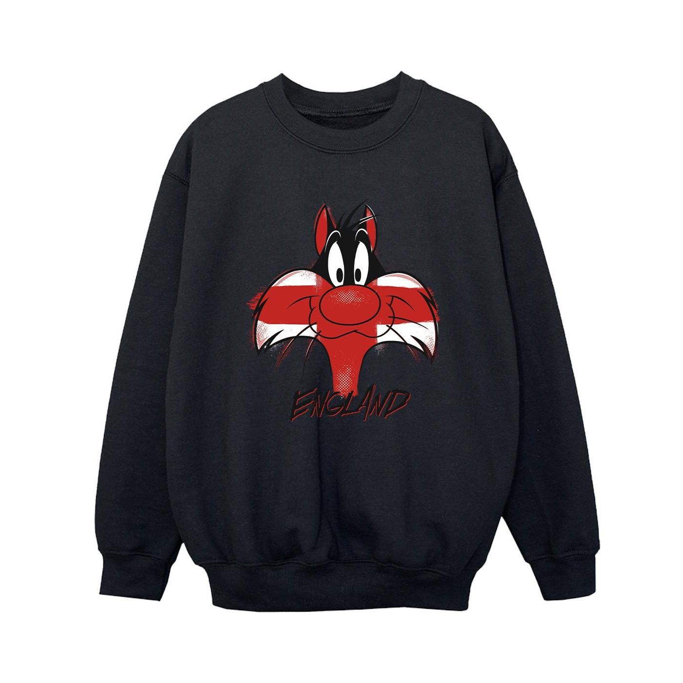 Sylvester England Face Sweatshirt Jungen Schwarz 104 von LOONEY TUNES