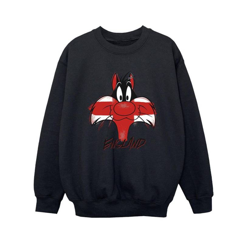 Sylvester England Face Sweatshirt Jungen Schwarz 116 von LOONEY TUNES