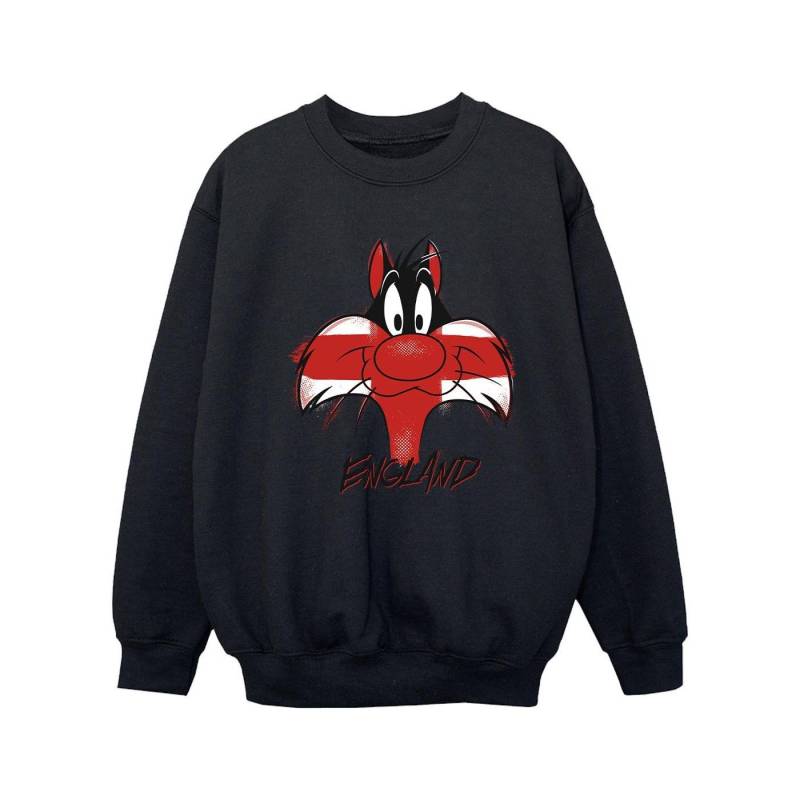 Sylvester England Face Sweatshirt Mädchen Schwarz 128 von LOONEY TUNES