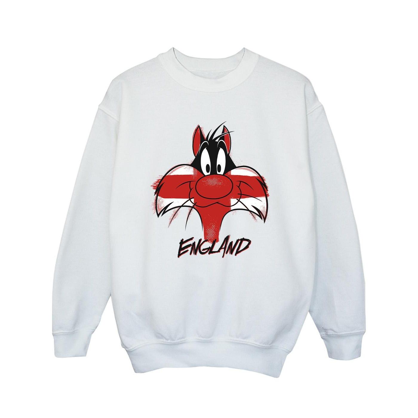 Sylvester England Face Sweatshirt Mädchen Weiss 116 von LOONEY TUNES