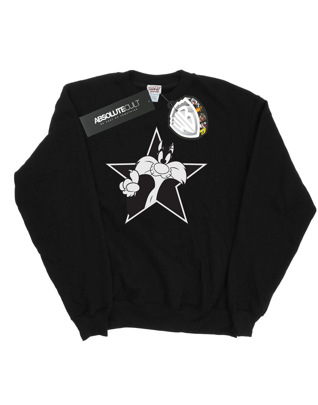 Sylvester Mono Star Sweatshirt Herren Schwarz S von LOONEY TUNES