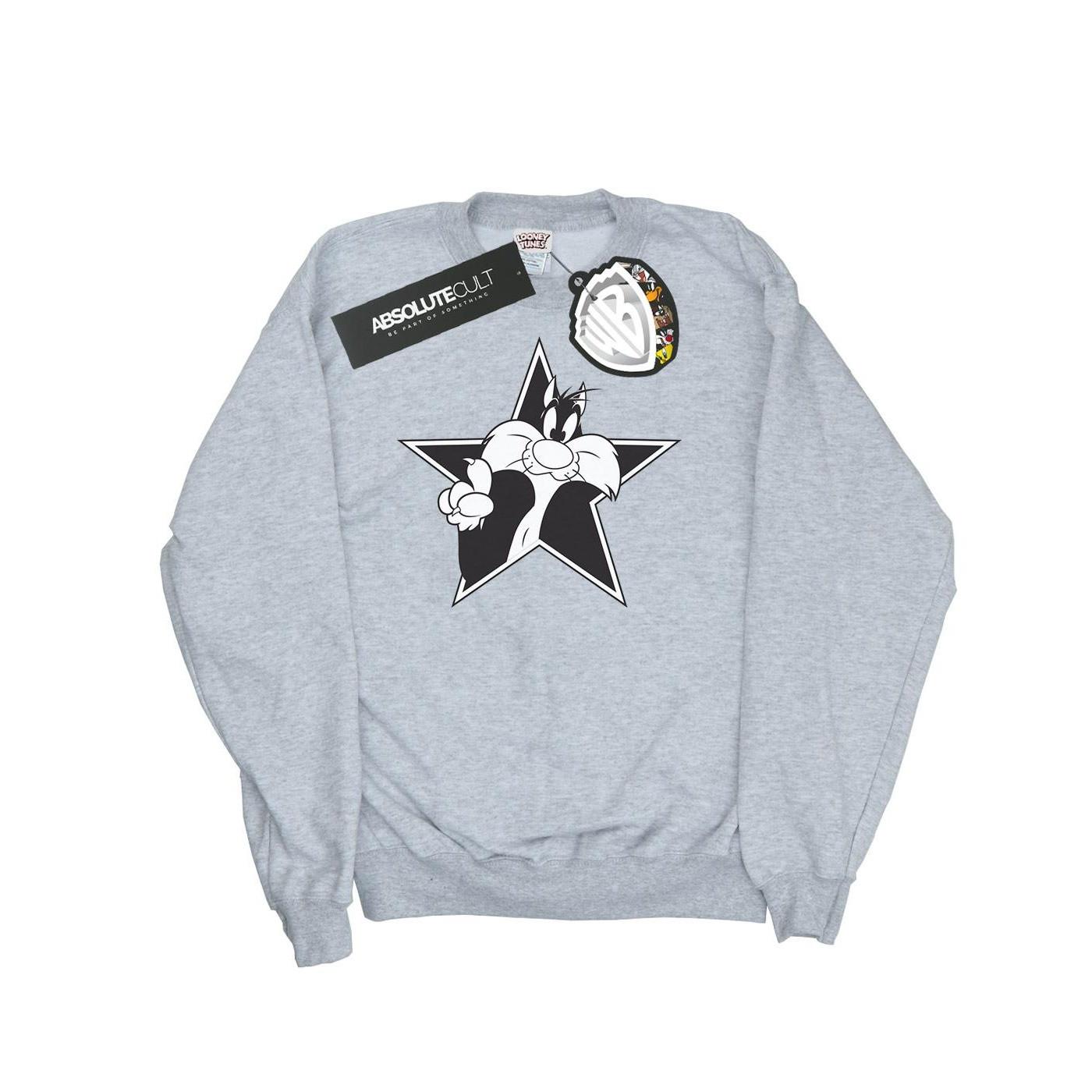 Sylvester Mono Star Sweatshirt Jungen Grau 152-158 von LOONEY TUNES