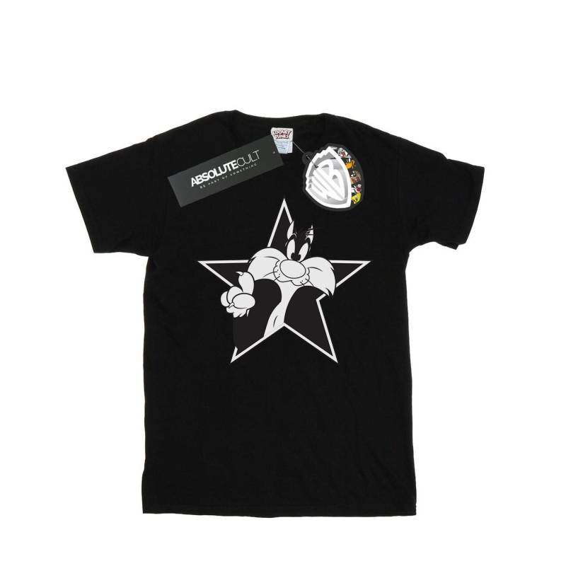 Sylvester Mono Star Tshirt Damen Schwarz M von LOONEY TUNES