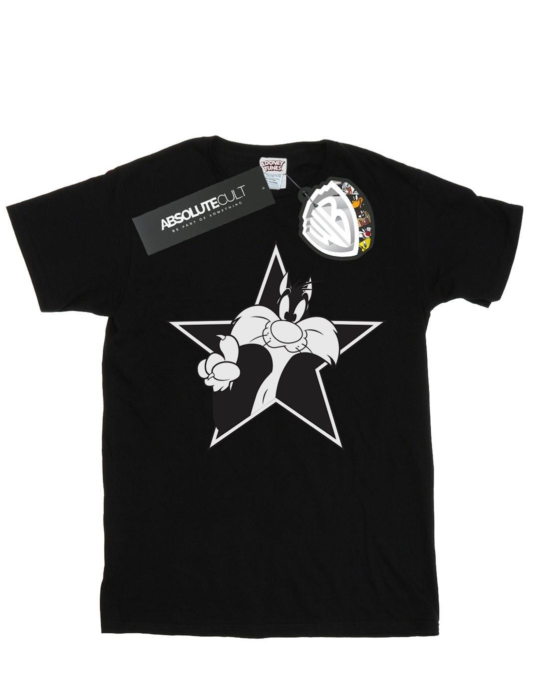 Sylvester Mono Star Tshirt Damen Schwarz XL von LOONEY TUNES