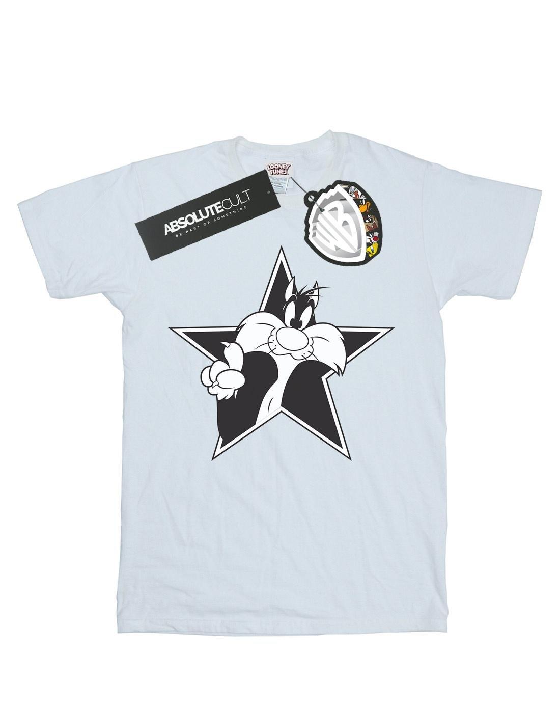 Sylvester Mono Star Tshirt Damen Weiss 3XL von LOONEY TUNES