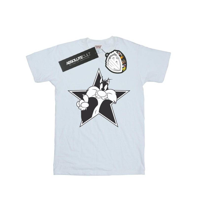 Sylvester Mono Star Tshirt Damen Weiss 3XL von LOONEY TUNES