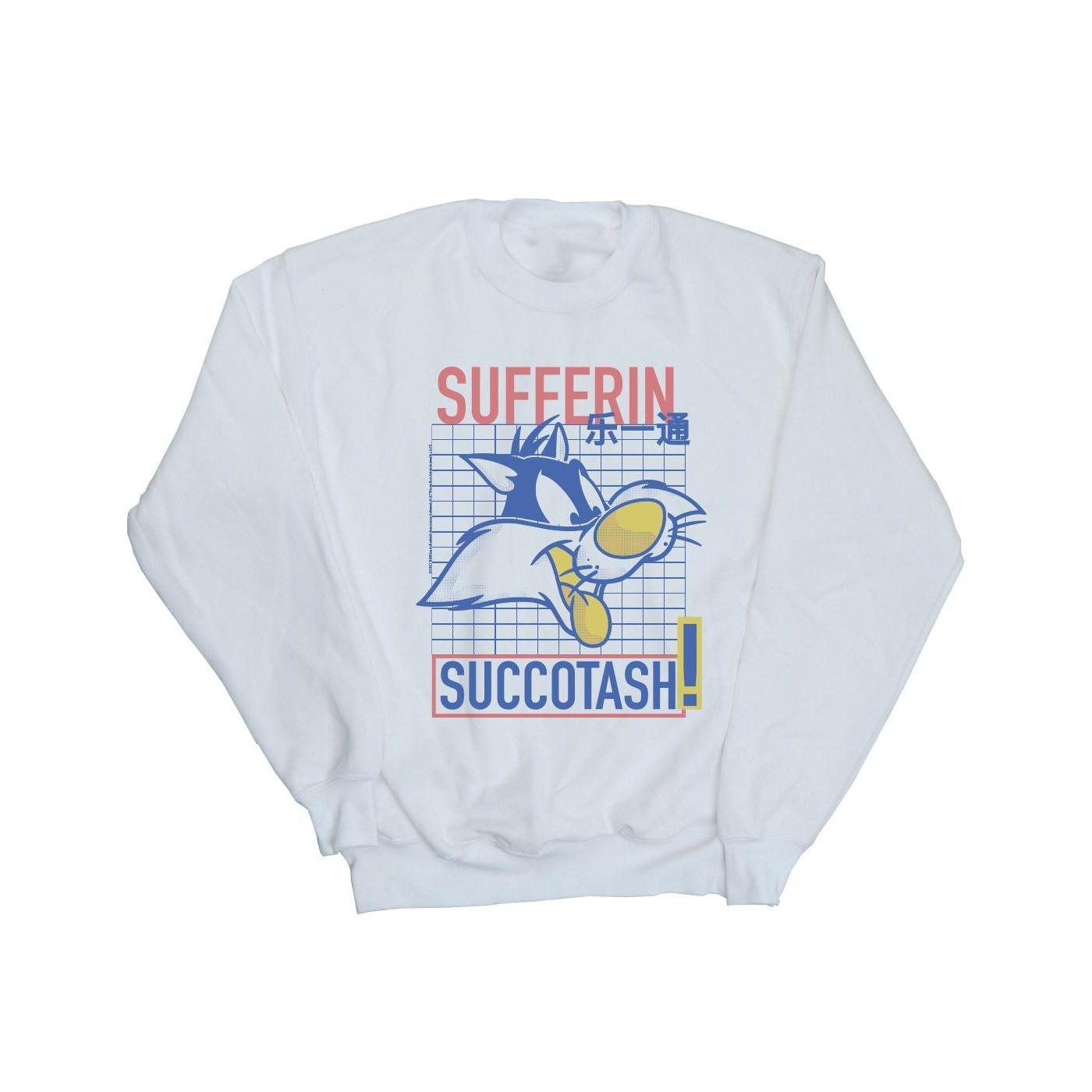 Sylvester Sufferin Succotash Sweatshirt Damen Weiss S von LOONEY TUNES