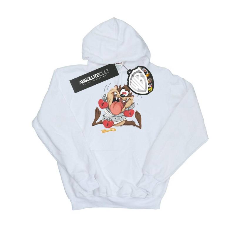 Taz Valentine's Day Madly In Love Kapuzenpullover Damen Weiss S von LOONEY TUNES