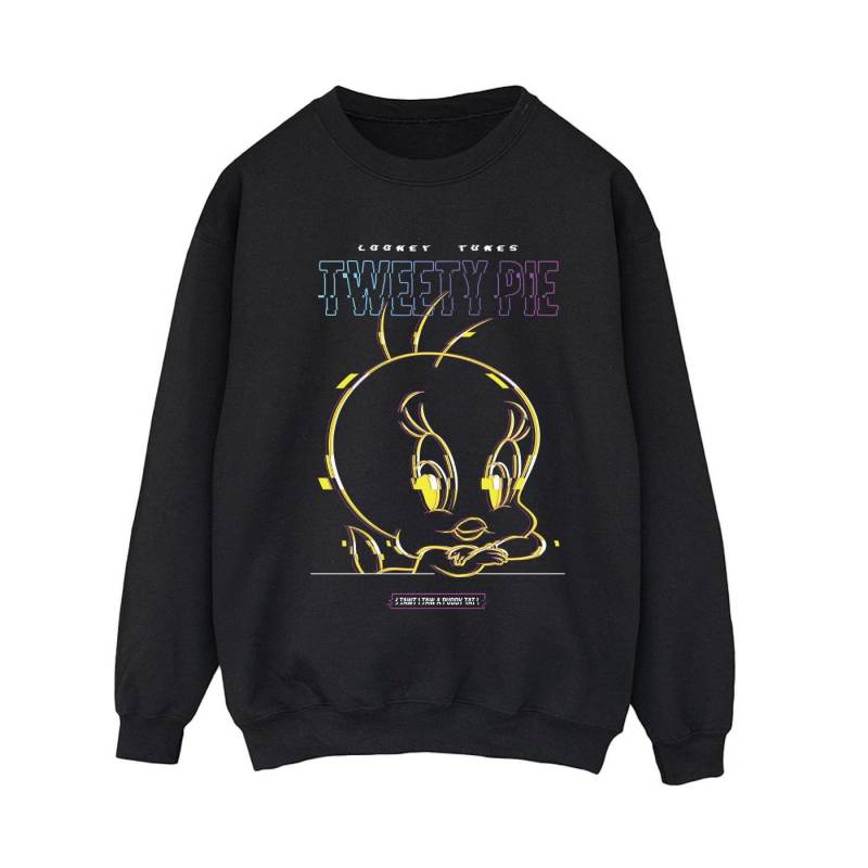 Tweety Glitch Sweatshirt Damen Schwarz M von LOONEY TUNES