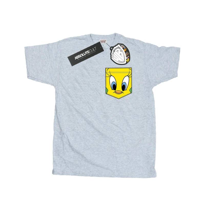 Tweety Pie Face Faux Pocket Tshirt Herren Grau 3XL von LOONEY TUNES