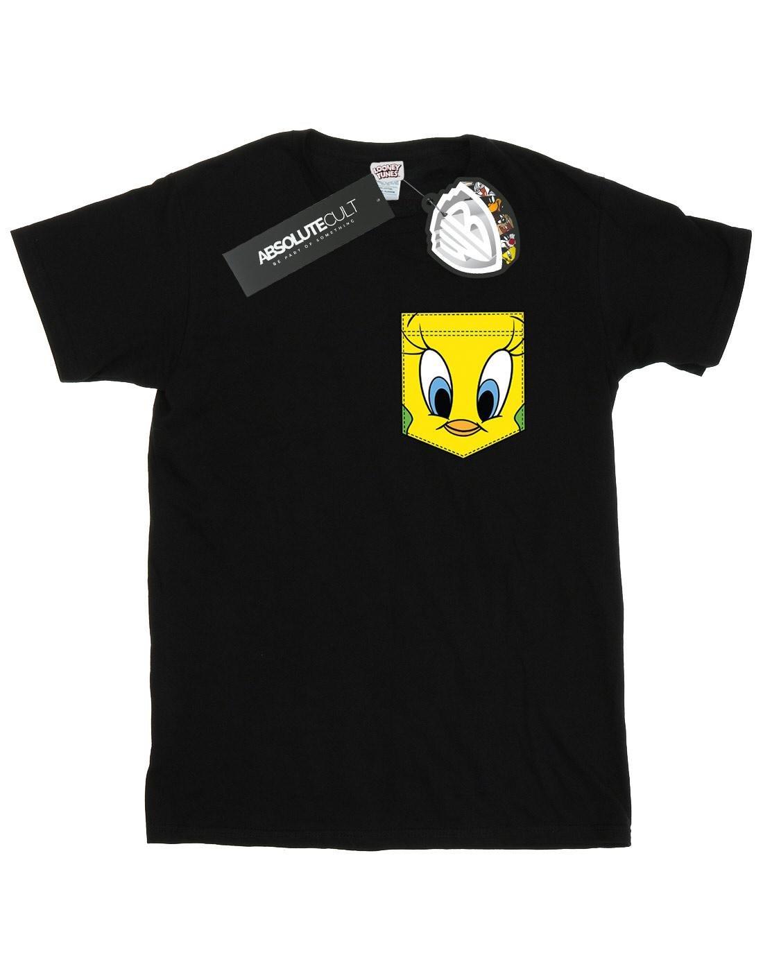 Tweety Pie Face Faux Pocket Tshirt Herren Schwarz XL von LOONEY TUNES