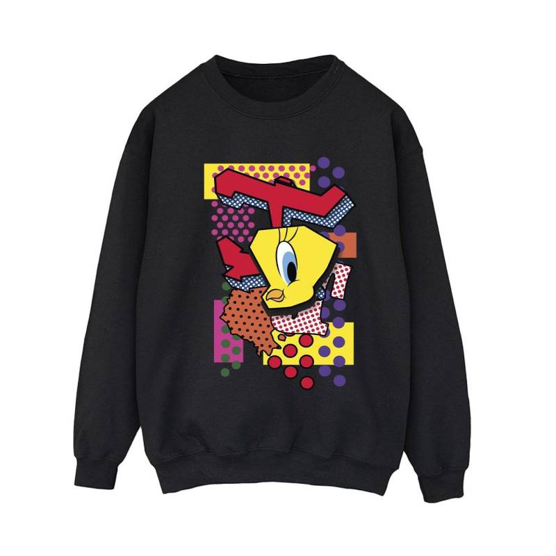 Tweety Pop Art Sweatshirt Damen Schwarz XL von LOONEY TUNES