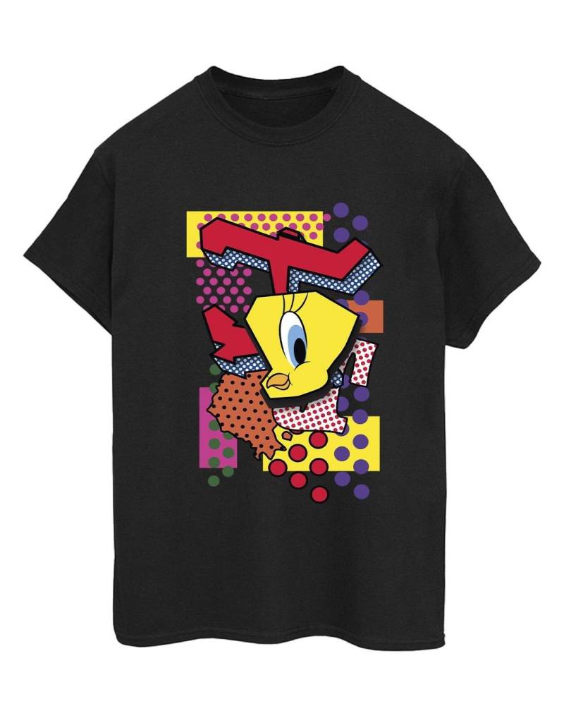 Tweety Pop Art Tshirt Damen Schwarz M von LOONEY TUNES