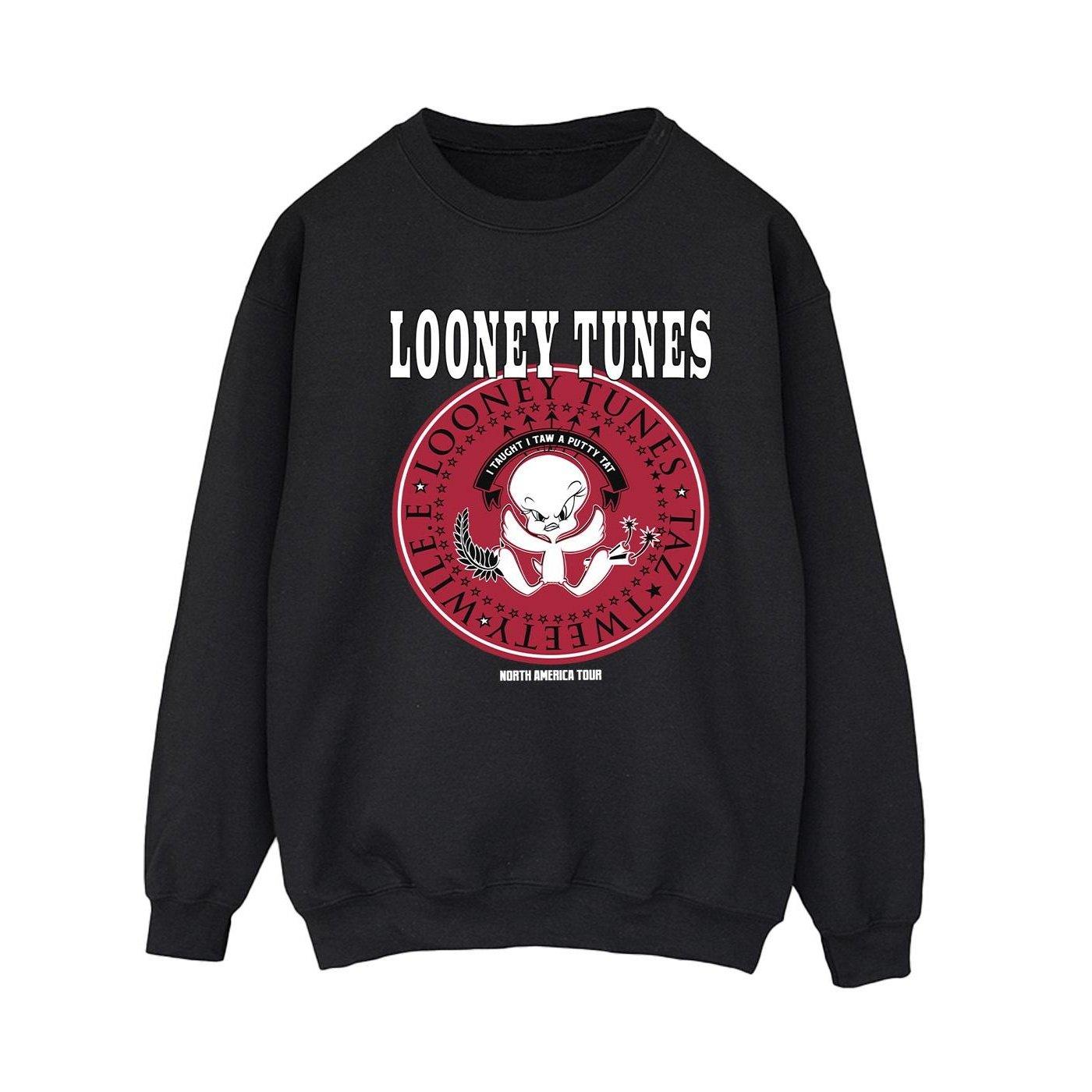 Tweety Rock Disk Sweatshirt Damen Schwarz M von LOONEY TUNES