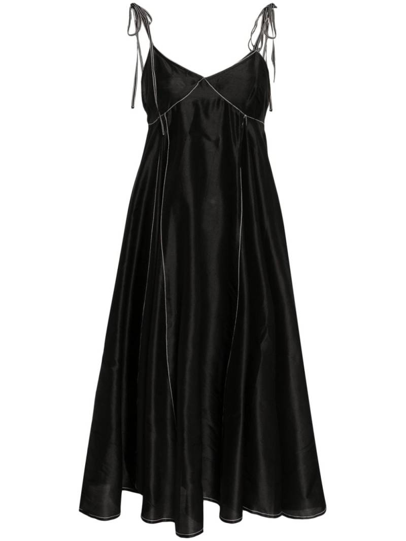 LOVEBIRDS tie-strap silk midi dress - Black von LOVEBIRDS