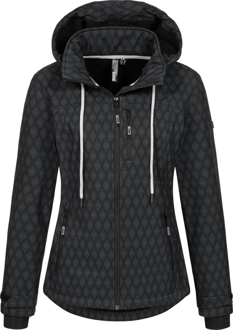 LPO Softshelljacke »SHELBY PEAK III Women«, leichte Softshelljacke mit All-Over-Print und abnehmbarer Kapuze von LPO