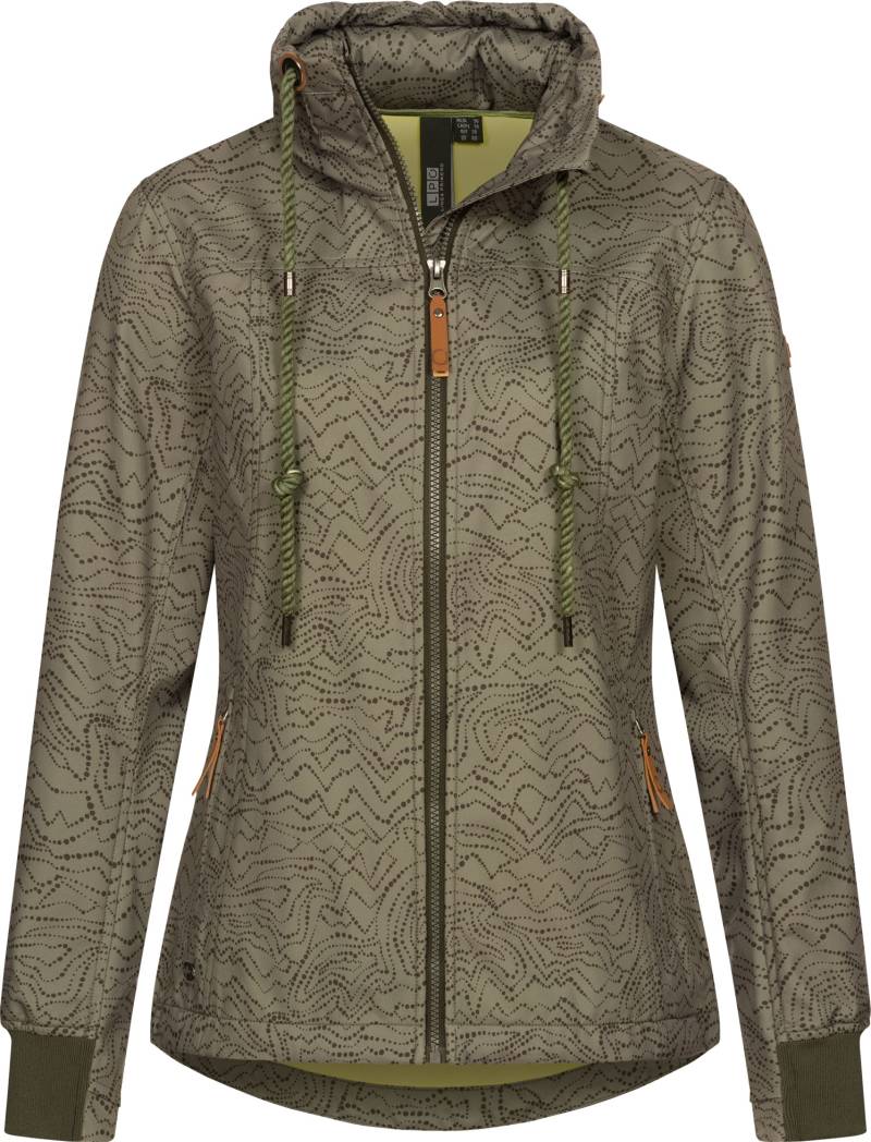 LPO Softshelljacke »SHELBY PEAK IV Women«, leichte Softshelljacke mit All-Over-Print und abnehmbarer Kapuze von LPO